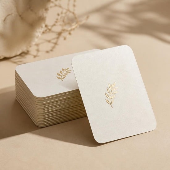 Cartões de visita premium com hot stamping dourado